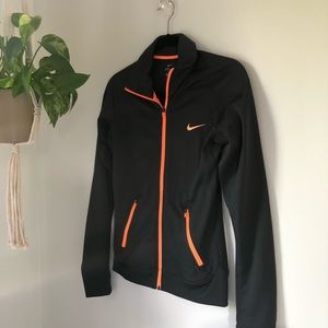 NIKE - Grey and Neon Orange Zipper Dri-Fit Vest